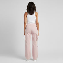 Load image into Gallery viewer, Women’s Rose Pink Leather Cargo Pants – Wide-Leg Genuine Leather Utility Trousers