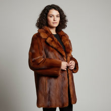 Load image into Gallery viewer, Vintage Style Reddish Brown Fur Jacket