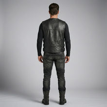 Load image into Gallery viewer, Titan-Flow Perforated Leather Motorcycle Vest – Breathable Moto Style