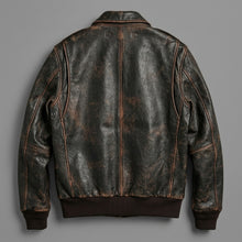 Load image into Gallery viewer, Men’s Brown A2 Aviator Leather Bomber Jacket – Military Pilot Flight Coat