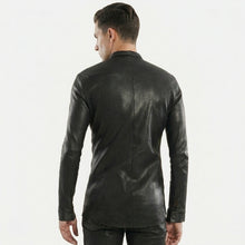 Load image into Gallery viewer, Men’s Slim Fit Black Leather Shirt – Premium Leather Shirt Jacket