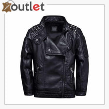Load image into Gallery viewer, Black Leather Jacket Studded