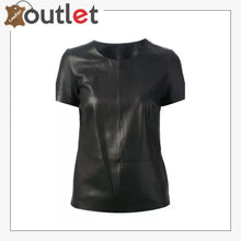 Load image into Gallery viewer, Black Leather Shirt Womens