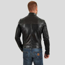 Load image into Gallery viewer, Black Motorcycle Leather Jacket