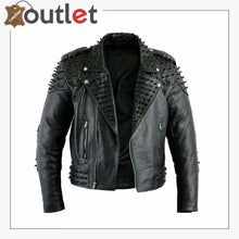 Load image into Gallery viewer, Black Studded Leather Jacket