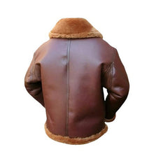 Load image into Gallery viewer, Classic Brown Leather Bomber Jacket