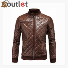 Load image into Gallery viewer, Brown Leather Bomber Jacket Mens