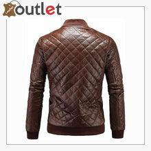 Load image into Gallery viewer, Brown Leather Bomber Jacket Mens