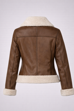 Load image into Gallery viewer, Women's Brown Leather Shearling Jacket
