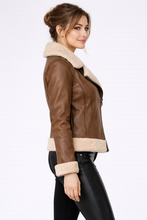 Load image into Gallery viewer, Women's Brown B3 Shearling Bomber Jacket