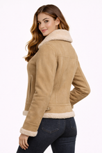 Load image into Gallery viewer, Women's Light Beige Lambskin Aviator Jacket
