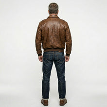 Load image into Gallery viewer, Men’s 100 Mission A-2 Pilot Leather Jacket – Classic Aviation Bomber Coat