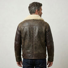 Load image into Gallery viewer, Men’s AN-J-4 Sheepskin Jacket – Premium Military Aviator Flight Coat