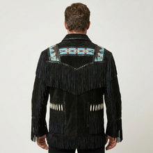 Load image into Gallery viewer, Men’s Western Black Cowboy Leather Jacket – Vintage Biker Style Coat