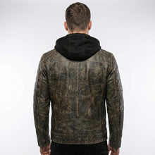 Load image into Gallery viewer, Men’s Gatsby Distressed Brown Leather Jacket – Quilted Shoulder Cafe Racer Jacket