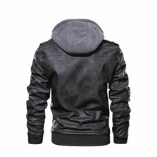 Load image into Gallery viewer, Distressed Hooded Black Bomber Leather Jacket Leather Outlet