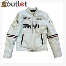 Load image into Gallery viewer, Ferrari F1 Racing Streetwear Leather White Jacket