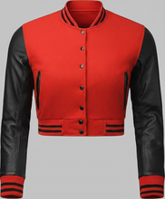 Load image into Gallery viewer, Women’s Red & Black Varsity Jacket