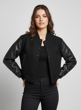 Load image into Gallery viewer, Women’s Polo Ralph Lauren Black Cropped Leather varsity jacket