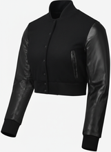 Load image into Gallery viewer, Women’s Polo Ralph Lauren Black Cropped Leather varsity jacket