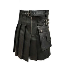 Load image into Gallery viewer, Genuine Black Leather Men Gladiator Pleated Leather Outlet