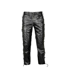 Laden Sie das Bild in den Galerie-Viewer, Genuine Sheep Leather Black Biker Pant Leather Outlet