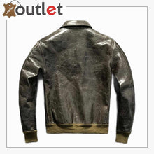 Load image into Gallery viewer, Green Pilot Leather Jacket Men