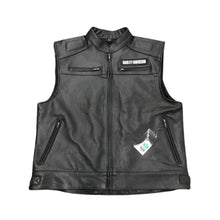 Load image into Gallery viewer, H-Davidson Men's Black Biker Real Leather Vest Leather Outlet