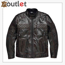 Load image into Gallery viewer, Harley Davidson Triple Vent System Ironstone Men Leather Jacket