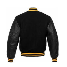 Load image into Gallery viewer, Handmade Black Bomber Baseball Varsity Jacket Leather Outlet
