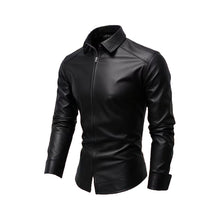 Load image into Gallery viewer, Men Handmade Soft Black Sheep Leather Shirt Leather Outlet