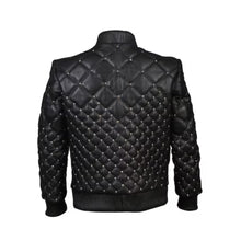 Load image into Gallery viewer, Handmade Men Black Studded Quilted Leather Jacket Leather Outlet