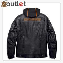 Load image into Gallery viewer, Harley-Davidson Men's Bridgeport Black Leather Jacket Hoodie 3 in 1