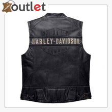 Load image into Gallery viewer, Harley-Davidson Men’s Embroidered Passing Link Leather Vest Leather Outlet