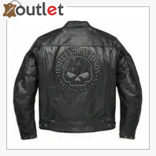 Load image into Gallery viewer, Harley Davidson Men's Reflective Skull Leather Jacket