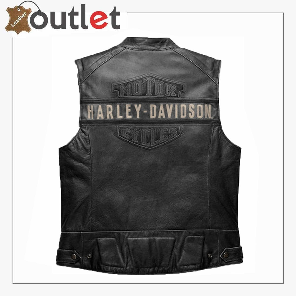 Harley Davidson Mens Embroidered Passing Link Leather Vest main image 1