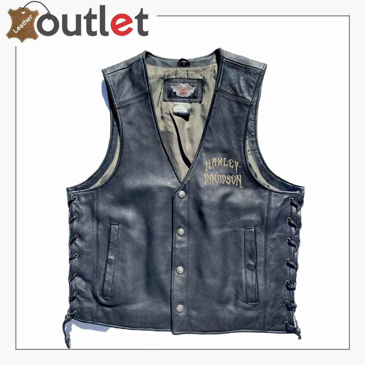 Harley Davidson Mens RELIC Willie G Skull Leather Vest Bold Biker Style