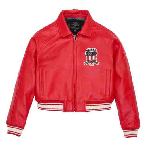 High Quality Fashion Bomber Red Avirex Jacket Leather Outlet