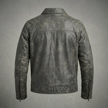 Load image into Gallery viewer, Men’s Harley-Style Black Leather Moto Jacket – Orange & White Racing Stripe Edition