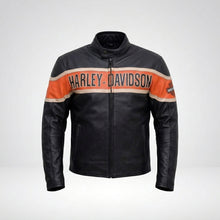 Laden Sie das Bild in den Galerie-Viewer, Herren-Lederjacke im Harley-Stil, schwarz, im Used-Look – Vintage Heritage Edition