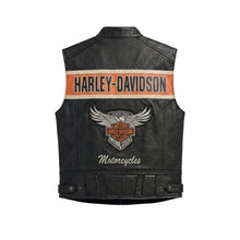 Laden Sie das Bild in den Galerie-Viewer, Herren Motorradweste aus echtem schwarzem Leder – Harley Davidson-Biker Club Cut