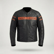Load image into Gallery viewer, Men’s Brawler Leather Moto Jacket – Harley-Style Black Biker Jacket