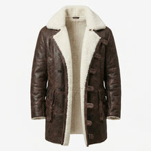Load image into Gallery viewer, Men’s Sherpa Lined Lambskin Leather Coat – Swedish Shearling Bomber Style