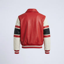 Laden Sie das Bild in den Galerie-Viewer, All Star Varsity Leder Bomberjacke – Salvage Red Edition