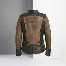 Load image into Gallery viewer, Women’s Gallun Triple Vent Leather Motorcycle Jacket – Harley Style Ride Fit