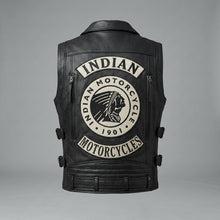 Laden Sie das Bild in den Galerie-Viewer, Herren-Lederweste im Western-Biker-Stil – Motorrad-Klassiker