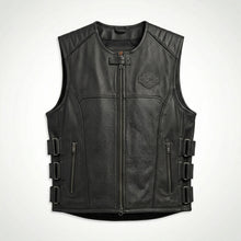 Load image into Gallery viewer, TXR Shooter Men’s Leather Motorcycle Vest – Classic Biker Edition