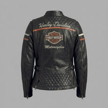 Laden Sie das Bild in den Galerie-Viewer, Damen Motorradjacke "Miss Enthusiast" aus Leder – Harley Style Classic Fit
