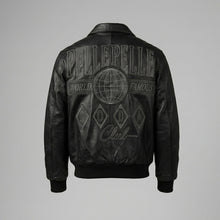 Load image into Gallery viewer, Men’s Embroidered Black Leather Jacket – Pelle Style Street Edition