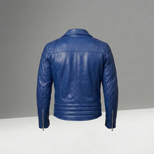 Load image into Gallery viewer, Cafe Racer Leather Jacket - Buy Royal Blue Motorcycle Jacket